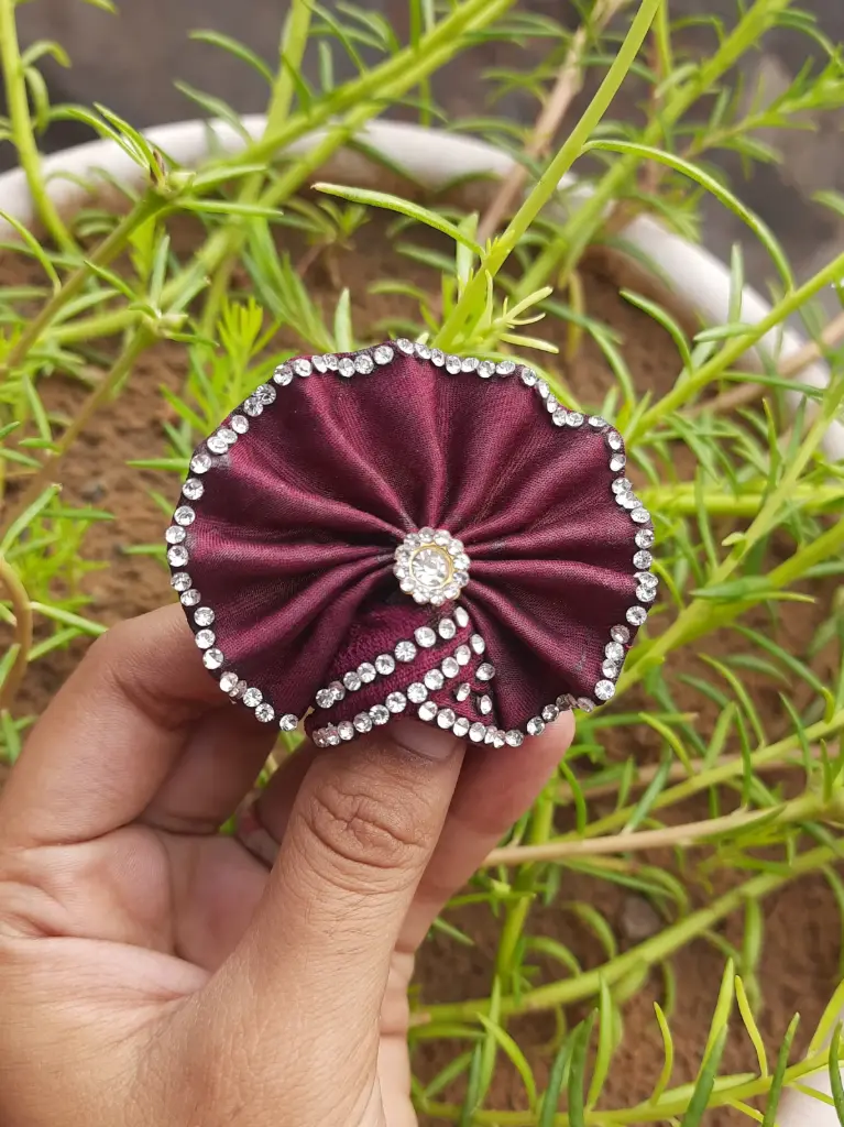 Maroon Pagdi with Crystal Stone Embellishments – For Laddu Gopal / Thakurji