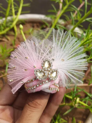 [P02] Blush Pink Floral Pagdi for Lord Krishna