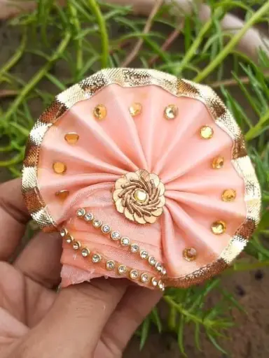 [P06] Elegant Peach Pagdi for Laddu Gopal