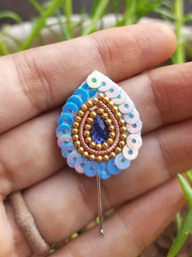 [J03] Neel Shobha Tikli – Blue Beaded Hairpin for Laddu Gopal Shringar