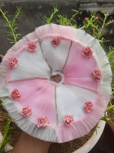 [DR03] Pastel Rose Dress for Lord Krishna – Soft Pink & White fabric Design